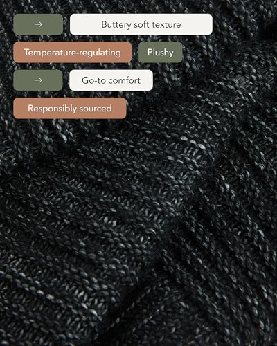 UnHide Melange Knit Blanket - 60" x 80" Textured & Ultra-Soft Wool Throw - Timeless & Breathable Knitted Blanket for Bedroom & Living Room - Night Owl - color: Night Owl, size: Melange Wool (60" x 80")