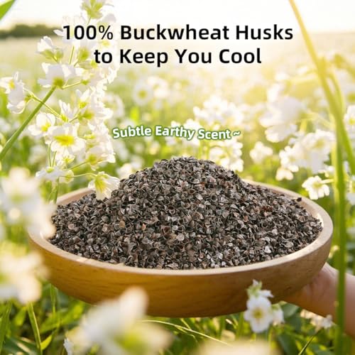 USlixury Organic Buckwheat Pillow for Sleeping with Extra Organic Pillowcase and Hulls, 20"X26" Buckwheat Hull Pillow, Adjustable Height and Firmness, Firm Neck Support for Side Sleepers, Cool, White - size: 20"X26"