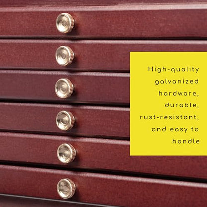 MEEDEN 6-drawer Wood Artist Supply Storage Box, Portable Beechwood Multifunctional Pencil Brush Organizer Wood Box with Drawer&Compartments for Pastels, Pencils, Pens, Makeup Brushes(Deep Walnut)