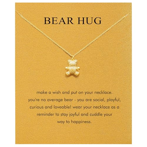 Golden Necklace for Women Virgin Mary Angel Butterfly Necklace Sister New Mom Friendship Necklace Birthday Christmas Gift - style: Bear