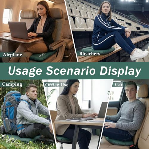Travel Seat Cushion for Airplane - Portableself Inflating Memory Foam Seat Cushion for Long Flights- Stadium Seat for Sports Events, Outdoor，Camping