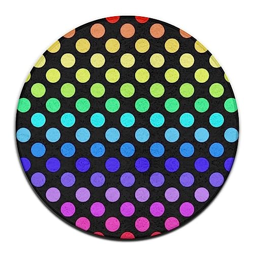 Home Decor Machine Washable Kitchen Office Circle Rug, Room Sofa Yoga Soft Round Carpet, Modern Round Area Rug Compatible with Colorful Rainbow Polka Dots 36inch(90cm) - color: Color776, size: 36inch(90cm)