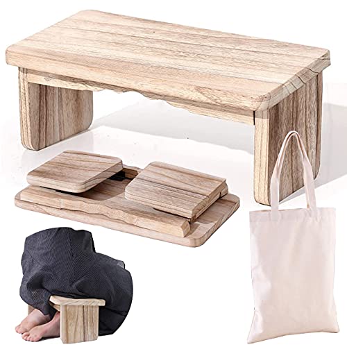 Kneeling Chair,Meditation Bench Kneeling Stool,Perfect Wooden Kneeling Stool Ergonomic Kneeling Meditation Yoga Bench, with Locking Hinges, for Tea Ceremony, Yoga, Praying, Deep Meditation Bench(White - color: White