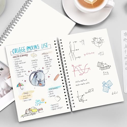 RETTACY Blank Journal Notebook, 3-Pack, 160 Pages per Pack, A5 Medium Size (5.7'' × 8.3''), 100 GSM Thick Paper, Spiral-bound, Flexible Plastic Cover, for Sketching, Drawing, Painting