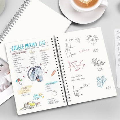 RETTACY Blank Journal Notebook, 3-Pack, 160 Pages per Pack, A5 Medium Size (5.7'' × 8.3''), 100 GSM Thick Paper, Spiral-bound, Flexible Plastic Cover, for Sketching, Drawing, Painting