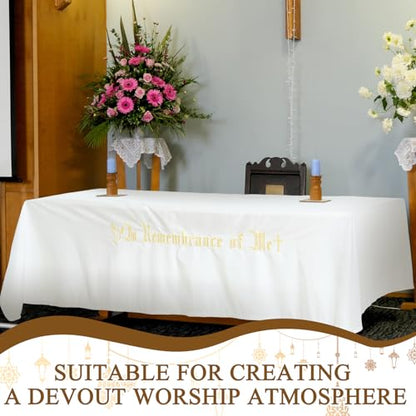 Large in Remembrance of Me Altar Frontal 88.2x52in Holy Communion Table Cloth Cover White Rectangle Communion Table Cloths for Church for Gatherings Baptism Ceremonies (Gold Embroidery) - color: Gold Embroidery