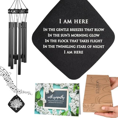 Sympathy Wind Chimes I Tree of Life Wind Chime I Funeral Wind Chimes Sympathy I Bereavement Gift for Loss of Father, Mother, Wife, Husband I Condolence Remembrance Gift I 29" Black - size: B-Black Tree of life