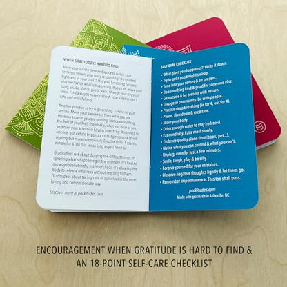 Pocket-Sized Gratitude Journal 3-Pack - Mandala Set (Manage Stress & Anxiety, Mental Health Support, Self-Care Checklist, Prompts, 3.5" x 5.5", 36 pages)
