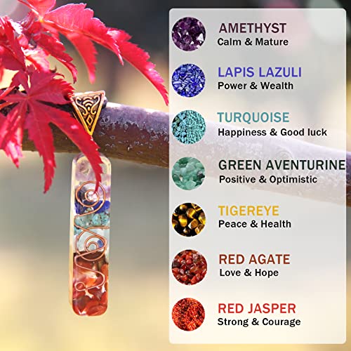 Orgone Chakra Pendant 7 Chakra Stones Necklace Orgonite Pendant with Adjustable Cord Crystals Necklace for Women Men - style: Faith