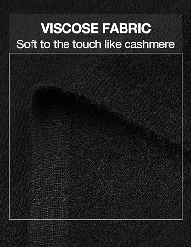 PULI Women's Versatile Knitted Shawls Scarf Poncho Sweater with Buttons Lightweight Spring Summer Fall Wraps - color: Round Neck-black