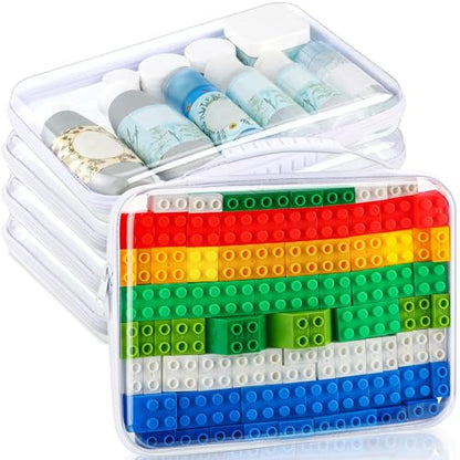 Sanwuta 4 Pcs Clear Hard Zipper Case with Handle Office Storage Cases Hard Plastic Pouches Transparent Bins for Crafts, Snacks, Cosmetics, Puzzles(12.6 x 9 x 2 Inches,White) - size: 12.6 x 9 x 2 Inches