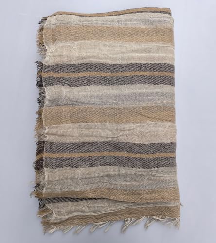 Artistic Retro Cotton And Linen Scarf, Plain Tie Dye Gradient Autumn And Winter New Soft Cotton Shawl - color: Light Khaki