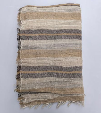 Artistic Retro Cotton And Linen Scarf, Plain Tie Dye Gradient Autumn And Winter New Soft Cotton Shawl - color: Light Khaki