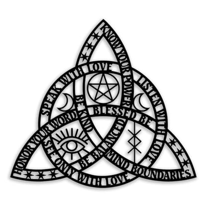 Celtic Rope Knot Metal Wall Decor - Infinity Symbol Triquetra Knot Room Decor Wall Art Home Decor for Living Room, Bedroom, Dining Room, Office (Black)