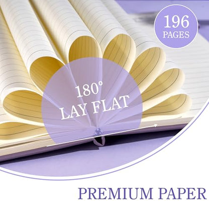 CAGIE Purple Journal Notebook for Women Girls 192 Lined Journaling Notebooks Hardcover Journals for Writing Work - color: 02 Light Purple