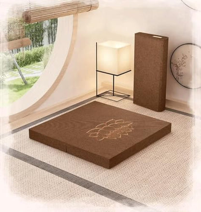 Large Meditation Mats, Meditation Meditation Mats, Futons, Household Folding, Thickened Fabrics, Coconut Palm, Kneeling Mats(Size:60x60cm(24x24inch),Color:Earthy Yellow-1)