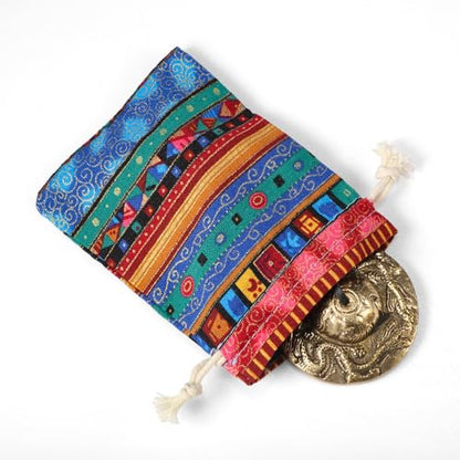 Boao Tibetan Bells Tingsha Cymbals Meditation Chime Bells with Tibetan Drawstring Cloth Bag, 6.3 cm Yoga Finger Meditation Chime for Percussion Instrument(2 Dragons with Bell Embossed) - color: 2 Dragons with Bell Embossed