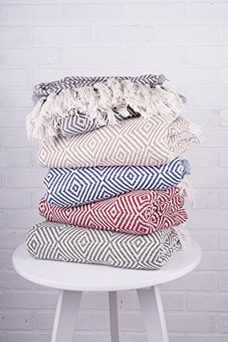 DII Diamond Throw Collection Woven Cotton, 50x60, French Blue