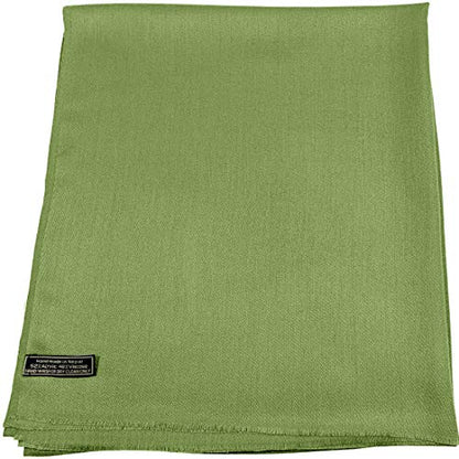 CJ Apparel Solid Color Fringe Design Fringe Shawl Scarf Wrap Stole Throw Head Wrap Pashmina Gift Hand Made in Nepal New - color: Green Fc1052