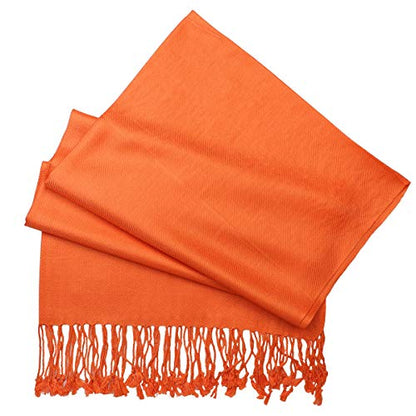 Falari Women's Soft Solid Color Pashmina Shawl Wrap Scarf, for Wedding, Bridesmaid Gifts, Evening Dress - color: Orange