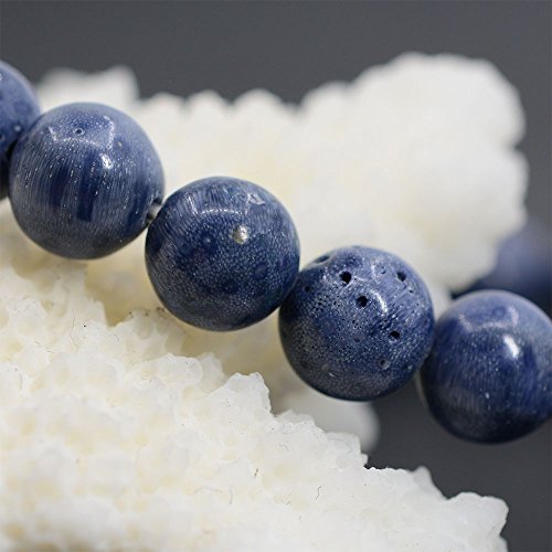 Justinstones Gem Semi Precious Gemstone 8mm Round Beads Stretch Bracelet 7 Inch Unisex - color: Blue Sponge Coral