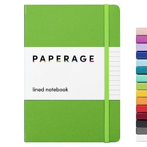 PAPERAGE Lined Journal Notebook, (Lime Green), 160 Pages, Medium 5.6 in x 8 in - 100 GSM Thick Paper – Hardcover Journaling Notebook for Work, School & Note Taking - color: Lime Green, style: A. Lined