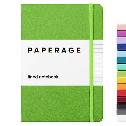 PAPERAGE Lined Journal Notebook, (Lime Green), 160 Pages, Medium 5.6 in x 8 in - 100 GSM Thick Paper – Hardcover Journaling Notebook for Work, School & Note Taking - color: Lime Green, style: A. Lined