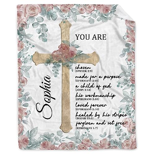 AMITAYUS Custom Bible Verse Blanket with Name - Personalized Christian Gifts for Women Customized Religious Sympathy Inspirational Spiritual Throw Gift for Family Friends 120"x90" - color: Custom Christian, size: XL Large 120"x90
