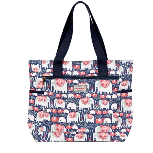 GAENMESN Women's Lightweight Waterproof Tote Bag Durable Designer Handbag with Zipper Travel Commute Everyday Use - color: Elephant