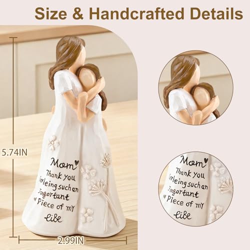 Mom Gifts from Daughter, Mother Daughter Figurine, Hand-Painted Resin Sculpture, Meaningful Birthday Mothers Day Valentines Day Gift, Home Decor Keepsake (Mother Daughter Hug) - color: Mother Daughter Hug Figurine