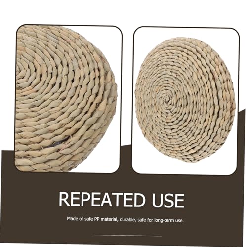 Round Thick Straw Woven Meditation Cushion Japanese Style Cotton Filled Floor Pillow for Yoga and Relaxation and Comfortable for Home and Office Use