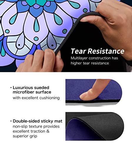 Round Meditation Pilates Yoga Mat Luxury Suede Large Yoga Mat Natural Rubber Non-Slip Base is ery Suitable for Meditation, Stretching, Yoga Environmental Protection, Fitness Exercise, Home and Outdoor. 140CM Diameter - color: Light purple