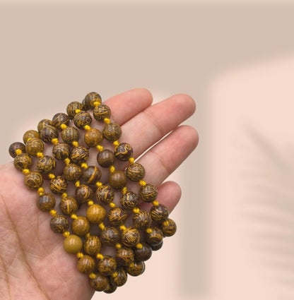 GEMSCITE Japa Mala 108 Prayer Beads Perfect for Meditation Spiritual Mala Necklace & Wrist Mala Bracelet - color: Mariyam Jasper (Calligraphy), size: Hand Knotted