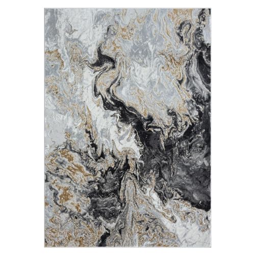 LUXE WEAVERS Marble Swirl Abstract Area Rug, Smoke 5x7 - color: Smoke, size: 5' x 7' (Rectangular)