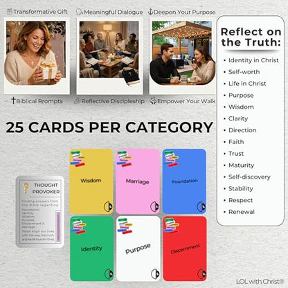 Christian Conversation Cards – 150 Scripture Reflection Questions to Deepen Faith & Spark Meaningful Discussion | Bible Devotional Cards for Groups & Personal Growth | Thought Provoker - color: Gray