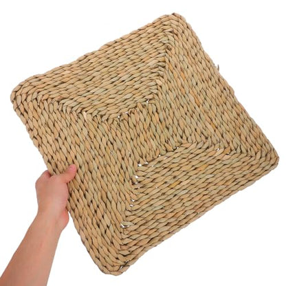 Outanaya Straw Woven Yoga Floor Cushion Mat for Meditation and Sitting Natural Seat Pad for Window and Outdoor Use Handmade Design