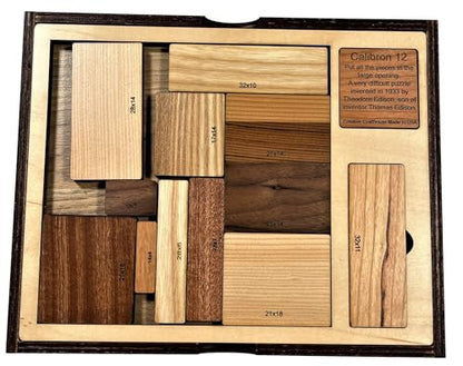 Creative Crafthouse Calibron 12 - Impossible 12 Piece Wooden Brain Teaser for Adults - Very Difficult Wood Puzzle - Made in USA - style: Calibron 12