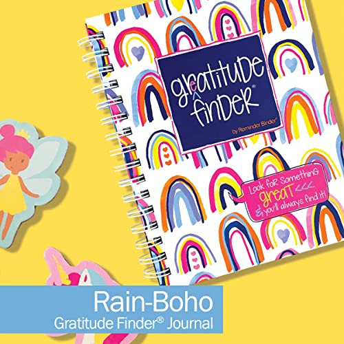 Gratitude Journal 52 Week Daily Positive Thinking for Thankfulness + Sticker Set | Gratitude Finder - color: Rain-Boho + Grateful Heart Stickers