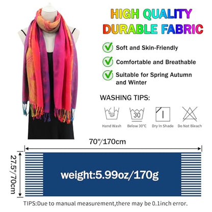 Rave Pashmina Scarf, Fashion Colorful Shawls and Wraps Soft Festival Scarves - color: C-fuchsia (Flower Pattern)