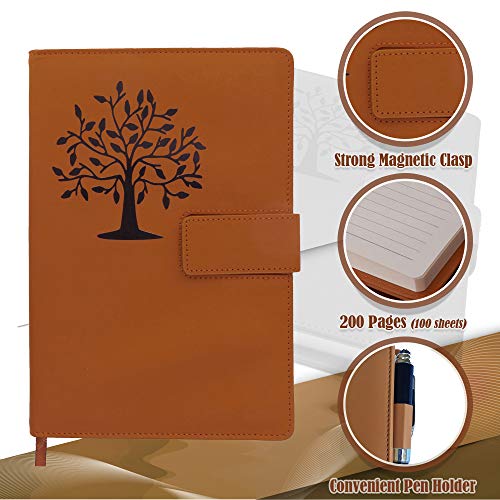 The Tree Of Life Journal | 5x8 Inches, 200 Lined Pages, Magnetic Clasp, Refillable | Diary, Cute Notebook Journal, Personal Journal for Women or Men - color: Brown