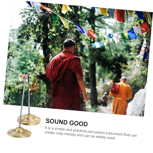 Baluue Nepal Copper Yoga Cymbals Bell with Sacred Pattern, Hand Percussion Instrument for Meditation and Mindfulness Sound Healing