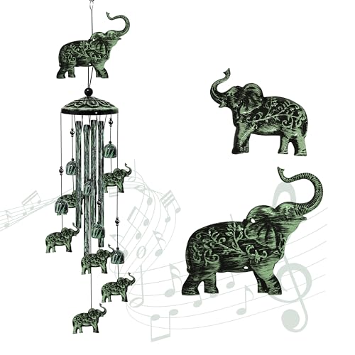 35" Elephant Wind Chimes for Outside, Elephant Wind Chimes Gifts for Mother's Day, Garden Decor for Outdoor Porch Patio Home Yard Decorations - size: Elephant