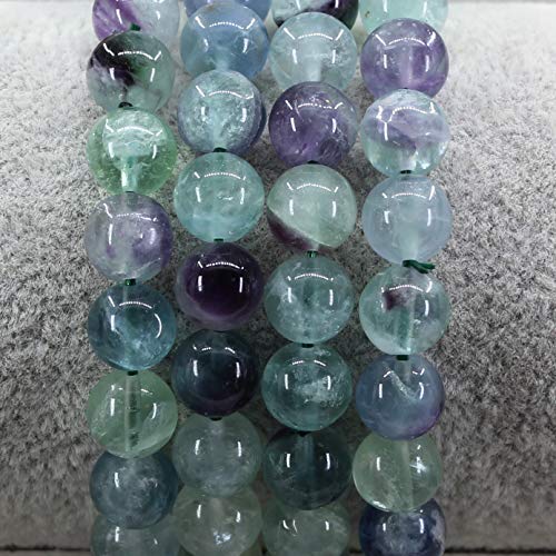 Amandastone Natural Gemstone 8mm Round Beads Stretch Bracelet 7 Inch - color: Multicolor Fluorite