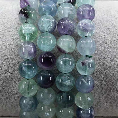 Amandastone Natural Gemstone 8mm Round Beads Stretch Bracelet 7 Inch - color: Multicolor Fluorite