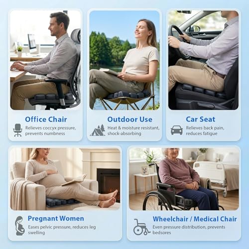 Inflatable Seat Cushion, Pressure Relief Airplane Seat Cushion for Long Flights Without Air Pump, Portable Car Seat Cushions,Office Chair Wheelchair Cushions Relief Discomfort in Coccyx&Buttock - color: Square