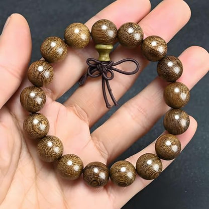 Zen Dear Unisex Natural Silkwood Tibetan Buddhism Meditation Prayer Bead Necklace Japa Mala Beads Bracelets - style: 12mm 17 Beads