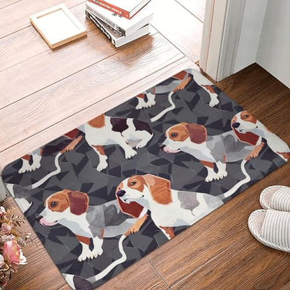 Beagle Patterns Printed Flannel Non - Slip Floor Mat 16x24in - Soft Plush Microfiber Rug for Every Indoor Space - color: Beagle Patterns