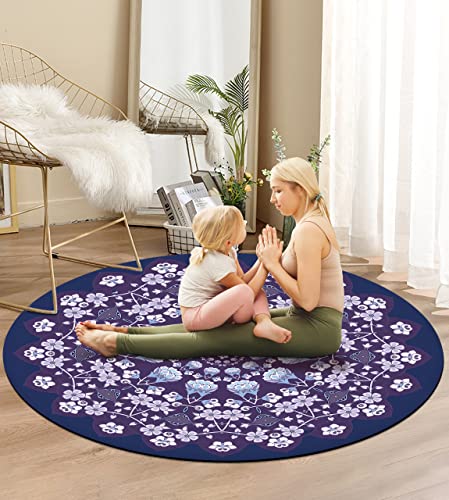 Round Meditation Pilates Yoga Mat Luxury Suede Large Yoga Mat Natural Rubber Non-Slip Base is ery Suitable for Meditation, Stretching, Yoga Environmental Protection, Fitness Exercise, Home and Outdoor. 140CM Diameter - color: Black