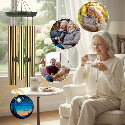 Personalized Memorial Wind Chimes for Outside, Sympathy Gifts Wind Chime for Loss of Loved One, Beautiful Decor with Deep Tone, Ideal for Funeral, Remembrance & Bereavement, Produced in US