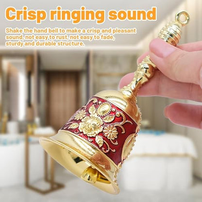 Handbell, Small Hand Bell Hand Call Bells Wedding Bells, Table Bell Service Bell for Restaurant, Hotel, Shops, Pet Training Bell, Christmas Bells (Golden Red)